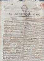 LE COURRIER FRANCAIS 25 06 1824 - ROI JEAN PORTUGAL - TURQUIE - ACADEMIE FRANCAISE AIGNAN - VALENCIENNES SOUS PREFECTURE - 1800 - 1849