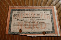 SNCF Compagnie Chemin De Fer Du Nord Emprunt 6 % Obligations 500 Fr. 1919 Titre Action Perforées Perforations - Bahnwesen & Tramways