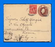 GB 1926-0001, KGV 1 1/2d Embossed Cover Uprated 1d Red Malpas To Rome - Storia Postale
