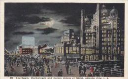 New Jersey Atlantic City Boardwalk Marlborough And Dennis Hotels At Night 1915 - Atlantic City