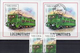Historische Eisenbahn 1991 Tansania 1029+Blocks165 **/o 8€ Französische E-Lok Um 1952 Bahn Bloc Train Sheets Bf Tanzanie - Collections (en Albums)