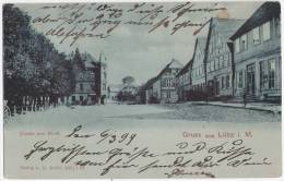 Gruss Aus Lübz In Mecklenburg Partie Am Markt Mondscheinkarte Belebt 8.3.1899 Gelaufen - Lübz