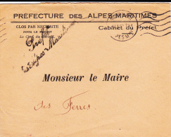 1940 ? - ENVELOPPE Avec FRANCHISE De La PREFECTURE Des ALPES MARITIMES - Lettres Civiles En Franchise