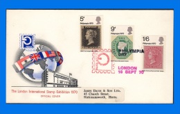 GB 1970-0003, "Philympia 70" International Stamp Exhibition FDC - 1952-71 Ediciones Pre-Decimales