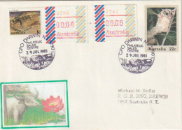 AUSTRALIE. Sugar Glider Possum & Water Buffalo, Timbre Frama-ATM Darwin 1985 Sur Enveloppe D'Australia Post. - Cartas & Documentos
