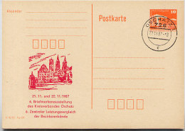 DDR P86II-6-87 C7 Privater Zudruck AUSSTELLUNG BAUWERKE OSCHATZ Stpl. 1987 - Privé Postkaarten - Gebruikt