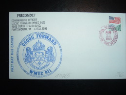 LETTRE TP DRAPEAU 25 OBL.ROUGE AUG 22 1989 BALTIMORE + USCGC FORWARD WMEC-911 + COMMANDING OFFICER + ILLUSTRATION - Marcophilie