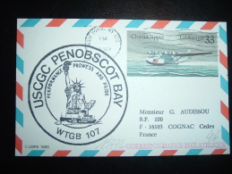 CARTE ENTIER CHINA CLIPPER 33 OBL.MEC. 29 SEP 1989 NEW YORK + USCGC PENOBSCOT BAY WTGB 107 + STATUE DE LA LIBERTE - Marcophilie