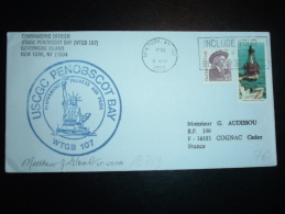 LETTRE TP PHARE 25 + TP OBL.MEC. 9 NOV 1990 NEW YORK + USCGC PENOBSCOT BAY WTGB 107 + STATUE DE LA LIBERTE - Marcophilie