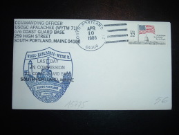 LETTRE TP DRAPEAU 22 OBL.MEC. APR 10 1986 SOUTH PORTLAND + USCGC APALACHEE WYTM 71 - Marcophilie