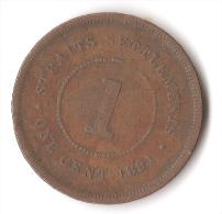 STRAITS SETTLEMENTS 1 CENT   1891  VICTORIA - India