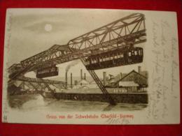 AK Barmen Mondscheinlitho Schwebebahn Elberfeld Barmen 1899 - Wuppertal