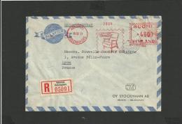 Enveloppe Recommandée Finlande 1951 Pour Lyon - Cartas & Documentos