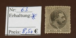 Cuba Michel  Nr:  63   * MH Falz    #3388 - Kuba (1874-1898)