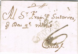 5102. Carta Entera Pre Filatelica CERVERA 1789 A Calaf - ...-1850 Préphilatélie