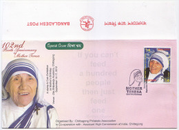 Bangladesh 2012 102nd Birth Anni Mother Teresa 1st Print RED Flip Official Postmark & Cover Nobel Peace Prize - Mother Teresa