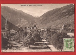 YMart1-18 Martigny  Vergers, Ville Et Le Col De La Forclaz. Cachet Frontal 1908 Vers Seine Et Oise, France - Martigny