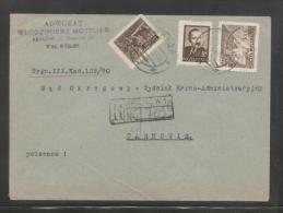 POLAND 1950 MIXED FRANKING REGISTERED LETTER TARNOW COURT 45ZL (35ZL PSL + 5ZL BIERUT + 5ZL REBUILDING WARSAW) - Storia Postale