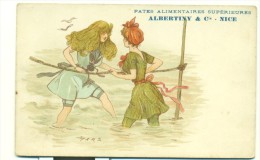 PUBLICITE/ Pates Alimentaires Supérieures ALBERTINY &amp; Cie - NICE (06) (Demoiselles Dans L'eau Tenue De Bain, MARS) - Publicidad