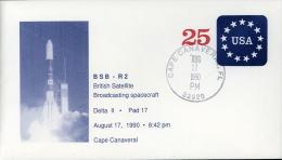 STATI UNITI UNITED STATES STATIONERY COVER 25 C 1990 CAPE CANAVERAL SPACE SPAZIO - 1981-00