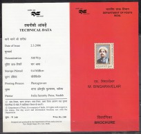 INDIA, 2006, M Singaravelar, ( Labour Union Leader), Folder - Briefe U. Dokumente