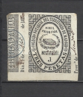 3294-ANTIGUO SELLO FISCAL 3 PESETAS COLEGIO NOTARIAL DE MADRID AÑO 187... ALTO VALOR - Postage-Revenue Stamps