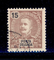 ! ! Ponta Delgada - 1897 D. Carlos 15 R - Af. 16 - Used - Ponta Delgada