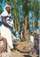 AFRICA,ETHIOPIA, MARKET PLACE, LAKE ALEMAYA, WOMAN, FOLKLORE, ETHNIC,Etiopia Vintage Old Tinted Postcard - Unclassified