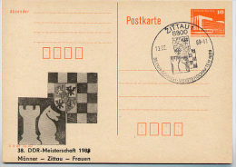 DDR P86II-6a-89 C41-a  Privater Zudruck SCHACH-MEISTERSCHAFTEN Zittau Sost. 1989 - Privé Postkaarten - Gebruikt