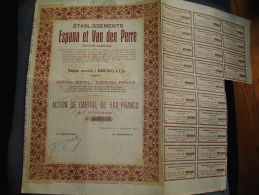 Action  " Et.Espana Et Van Den Perre " Bruxelles 1931 Café Reste Des Coupons. - Tourisme