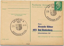 STADTWAPPEN LEIPZIG 1967 Auf DDR P77A Antwort-Postkarte ZUDRUCK BÖTTNER #3 - Briefe U. Dokumente