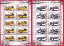 Moldova, 2 Sheetlets, Public Transport, 2013 - Busses