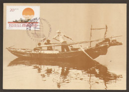 Macau Bateau De Pêche Traditionnel Carte Maximum 1984 Macao Traditional Fishing Boat Maxicard - Maximum Cards