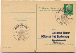 1000 J.  HARZGERODE WAPPEN 1971 Auf  DDR P77A Antwort-Postkarte ZUDRUCK #4 - Omslagen