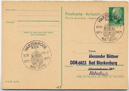 1000 J.  HARZGERODE WAPPEN 1971 Auf  DDR P77A Antwort-Postkarte ZUDRUCK #4 - Briefe U. Dokumente
