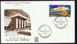 1963  Place De La Liberté Brazzaville Poste Aérienne - FDC