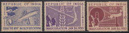 India MH 1950, 3v Republic, As Scan - Ongebruikt