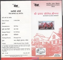 INDIA, 2006, 100 Years Of Sri Pratap College, Srinagar,  Education, Architecture Folder - Lettres & Documents