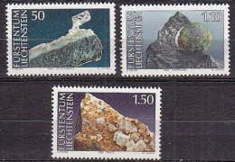 LIECHTENSTEIN Mineraux, Fossiles, Yvert N° 922/24 ** MNH, NEUF SANS CHARNIERE - Mineralen