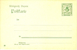 Bayern Ganzsachenpostkarte 5 Pfg. Ungebraucht - Other & Unclassified