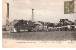 Pierrelaye-Val D'Oise-+/-1920-Les Usines De La Ville De Paris-Cheminées-Cachet Convoyeur Ambulant Creil à Paris St.Ouen - Pierrelaye