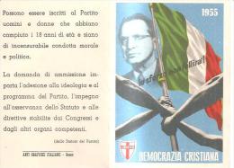 60269) Tessera Del Socio - Partito Democrazia Cristiana Del 1955 - Politieke Partijen & Verkiezingen