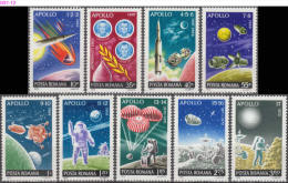 ROMANIA, 1972, Highlights Of US Apollo Space Program,  Set Of 9, MNH (**), LPMP 814 - Etats-Unis