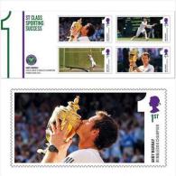 Great Britain   2013  Andy Murray Wimbledon Winnaar Tennis Blok Van 4 Zegels      Postfris/mnh/neuf - Ongebruikt