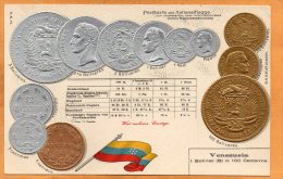 Venezuela Coins & Flag Patriotic 1900 Postcard - Coins (pictures)