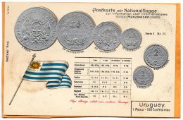 Uruguay Coins & Flag Patriotic 1900 Postcard - Monnaies (représentations)