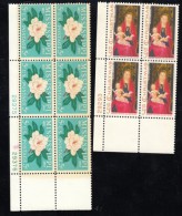 #1336 & #1337, Plate # Blocks Of 4 Or 6 US Stamps 1967 Christmas Stamp Issue, Mississippi Statehood - Números De Placas
