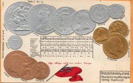 UK & Ireland Coins & Flag Patriotic 1900 Postcard - Coins (pictures)