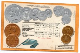 Greece Coins & Flag Patriotic 1900 Postcard - Monete (rappresentazioni)