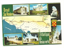 Cp, Carte Géographique, Circuit Sud Vendéen, écrite - Carte Geografiche